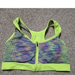 SHEIN Neon Yellow and Multicolor Sports Bra
